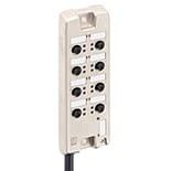 ASBV-R 8 5-242/5 M, M12 Micro ASBV-R wired actuator/sensor distributor, 8 x M12 ports, 5-poles, two signals per socket, ground connection, with integrated control cable, PUR jacket, halogen-free, black.", Lumberg Automation