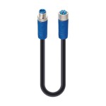 RSTS 5K-RKTS 5K-910/3 M,M12 Power Double-Ended Cordset: Male straight to female straight, 5-pin(4+PE), K-coded, shielded, blue body, 600 V AC/DC, 16 A; PUR black cable, 1.50 mm², Lumberg Automation