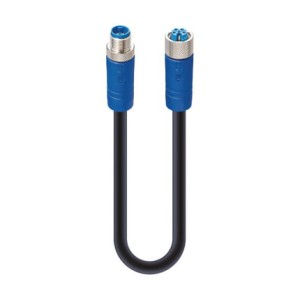 RSTS 5K-RKTS 5K-921/0,6 M,M12 Power Double-Ended Cordset: Male straight to female straight, 5-pin(4+PE), K-coded, shielded, blue body, 600 V AC/DC, 16 A; PUR black cable, 2.50 mm², Lumberg Automation
