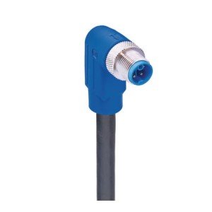 RSWT 5K-735/15 M,M12 kabel zasilający jednostronnie zakończony: męskie, kątowe, 5-pin(4+PE), kodowanie-K, niebieska obudowa, 600 V AC/DC, 16 A; czarny kabel PVC, 1.50 mm², Lumberg Automation
