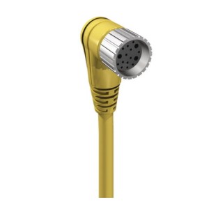 RKWU 19-S4740/10 M, M23 kabel zasilający jednostronnie zakończony: żeńskie, kątowe, 19-pin, żółta obudowa, 120 V AC/DC, 16x8 A + 3x10 A; żółty kabel TPE, 16x0.5 mm² + 3x1.0 mm², Lumberg Automation