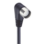 RKWUE 19-242/5 M, M23 kabel zasilający jednostronnie zakończony: żeńskie, kątowe, 19-pin(18+PE), czarna obudowa, 120 V AC/DC, 16x8 A + 2x10 A ; czarny kabel PUR, 16x0.5 mm² + 3x1.0 mm², Lumberg Automation