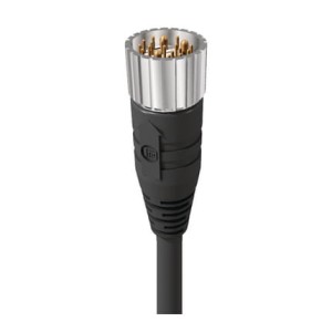 RSU 12-256/5 M, M23 Power Single-Ended Cordset: Male, straight, 12-pin, black body, 120 V AC/DC, 8 A; PUR black cable, 8x0.5 mm² + 3x1.0 mm², Lumberg Automation