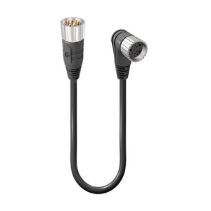 RSU 12-RKWU 12-256/2 M, M23 Power Double-Ended Cordset: Male straight to female angled, 12-pin, black body, 120 V AC/DC, 8 A; PUR black cable, 8x0.5 mm² + 3x1.0 mm², Lumberg Automation