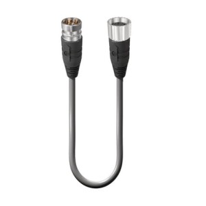 RSUF 19-RKU 19-355/3 M, M23 Power Double-Ended Cordset: Male straight to female straight, 19-pin, black body, 120 V AC/DC, 16x8 A + 3x10 A; PUR grey cable, 16x0.5 mm² + 3x1.0 mm², Lumberg Automation