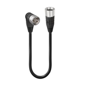RSUF 19-RKWU 19-355/10 M, M23 kabel zasilający dwustronnie zakończony: męski proste do żeńskie kątowe, 19-pin, czarna obudowa, 120 V AC/DC, 16x8 A + 3x10 A; szary kabel PUR, 16x0.5 mm² + 3x1.0 mm², Lumberg Automation