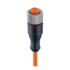 RKT/LED A 4-3-260/2 M, M12 Standard kabel sensor/aktuator jednostronnie zakończony: żeński, prosty, 3-pin, kodowanie A, przeźroczysta obudowa, 10-30 V DC, 4 A, z 2xLED (PNP); PUR pomarańczowy kabel, 0.34 mm², Lumberg Automation