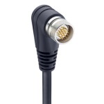 RSWUF 19-242/10 M, M23 kabel zasilający jednostronnie zakończony: męski, kątowe, 19-pin, czarna obudowa, 120 V AC/DC, 16x8 A + 3x10 A; czarny kabel PUR, 16x0.5 mm² + 3x1.0 mm², Lumberg Automation
