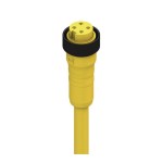 RK 40-839/20 M, 7/8" Power Single-Ended Cordset: Female, straight, 4-pin, yellow body, 600 V (UL), 8 A (UL); TPE yellow cable, 16 AWG, Lumberg Automation