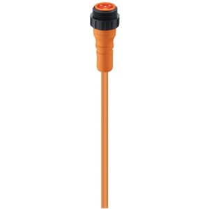 RS 30-01/5 M, 7/8" Power Single-Ended Cordset: Male, straight, 3-pin(2+PE), orange body, 230 V AC/DC, 12 A; PVC orange cable, 0.75 mm², Lumberg Automation