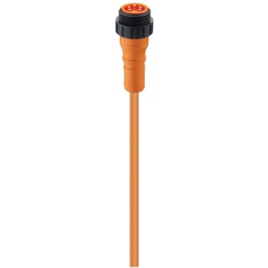 RS 50-04/2 M, 7/8" Power Single-Ended Cordset: Male, straight, 5-pin(4+PE), orange body, 230 V AC/DC, 9 A; PVC orange cable, 0.50 mm², Lumberg Automation