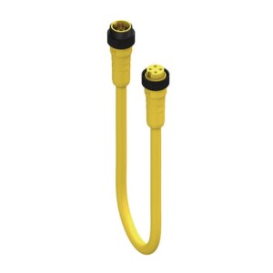 RSRK 40-839/2 M, 7/8" Power Double-Ended Cordset: Male straight to female straight, 4-pin, yellow body, 600 V (UL), 8 A (UL); TPE yellow cable, 16 AWG, Lumberg Automation