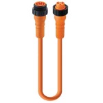 RSRK 50-04/15 M, 7/8" Power Double-Ended Cordset: Male straight to female straight, 5-pin(4+PE), orange body, 230 V AC/DC, 9 A; PVC orange cable, 0.50 mm², Lumberg Automation