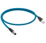 0985 YM57530 103/3 M, EtherNet/IP, double-ended cord set, M12 male to RJ45 male, 4-pin, D-coding, 24 AWG TPE cable, stranded/shielded, 2 twisted bonded pairs with teal jacket., Lumberg Automation