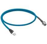 0985 YM57530 104/0,5 M, EtherNet/IP, double-ended cord set, M12 female receptacle to RJ45 male, 4-pin, D-coding, 24 AWG TPE cable, stranded/ shielded, 2 twisted bonded pairs with teal jacket., Lumberg Automation
