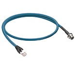 0985 806 104/5 M, EtherNet/IP, high-flex, double-ended cord set, M12 female 4 pin, D-coded receptacle to male RJ45, 24 AWG, teal TPE jacket, stranded/ unshielded with 2 twisted bonded pair, teal jacket., Lumberg Automation