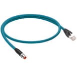 0985 706 103/5 M, Ethernet I/P, high-flex, double-ended cord set, M12 male to RJ45 male, 4 pin, D-coded, 24 AWG, teal TPE jacket, stranded/unshielded cable with 2 twisted pairs., Lumberg Automation