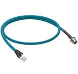 0985 706 104/0,5 M, EtherNet/IP, high-flex, double-ended cord set, M12 female 4 pin, D-coded receptacle to male RJ45, 24 AWG, teal TPE jacket, stranded/ unshielded with 2 twisted pairs., Lumberg Automation