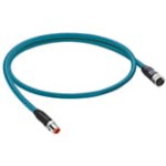 0985 656 102/3 M, etherMATE - Industrial Ethernet double-ended cord set, high-flex, male, M12 to female M12 straight, 4-pair, 24 AWG, PVC cable, stranded/shielded with teal jacket and orange insert (male), black insert (female)., Lumberg Automation