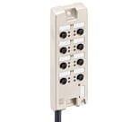 ASB-R 8 5-4-331/5 M, M12 Micro ASB-R wired actuator/sensor distributor, 8 x M12 ports, 4-poles, one signal per socket, ground connection, with integrated control cable, PUR jacket, halogen-free, black", Lumberg Automation