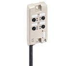 ASBV-R 4 5-256/5 M, M12 Micro ASBV-R wired actuator/sensor distributor, 4 x M12 ports, 5-poles, two signals per socket, ground connection, with integrated control cable, PUR jacket, halogen-free, black.", Lumberg Automation