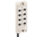 ASB-R 8/LED 5-4-331/5 M, M12 Micro ASB-R wired actuator/sensor distributor, 8 x M12 ports, 4-poles, with LED display, one signal per socket, ground connection, with integrated control cable, PUR jacket, halogen-free, black.", Lumberg Automation