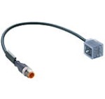 RST 5-3-VB 1A-1-1-226/0,3 M, kabel konfekcjowany DIN dla aktuatorów, obustronnie zakończony, Złącze męskie M12, czarny, formowany bezhalogenowy kabel PUR i i złącze zaworowe zgodne z DIN EN 175301-803, przemysłowy std. B., Hirschmann