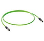 0985 342 100/25 M, PROFINET data cable according to type C, molded on both sides with M12 male connector, D coding, stranded/shielded with green jacket., Lumberg Automation