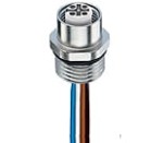 PRKFM 5/0,5 M,M12 Złącze panelowe, M12 złącze żeńskie, 5-polowe do montazu przedniego, obudowa ze stali nierdzewnej, zamontowany drut skręcany, styki lutownicze zalanie żywicą epoksysową M16 x 1.5 (nakrętka panelowa RSKFM 16),Lumberg Automation