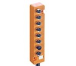 SB 8/LED 3-333/10 M, miniaturowy koncentrator z LED (pnp) wskaźniki operacyjne i funkcyjne, top-entry, 8-portów, gniazda M8, 3 polowy, 1 sygnał na gniazdo z wbudowanym kablem kontrolnym, Lumberg Automation