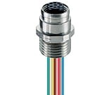 RKF 4/0,2 M, M12 Micro Receptacle, 4-pole, female for front mounting, 24 and 22 AWG, panel mount thread PG9, 0.5 meter leads., Lumberg Automation