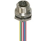 RKF 5-S3103/0,5 M, M12 Micro Receptacle, 5-pole, female for back mounting, 24 and 22 AWG, panel mount thread PG9. 0.5 meter leads., Lumberg Automation