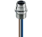 RKFM 4-3/0,5 M, M12 Micro Receptacle connector, 3-pole, combined FIXCON/M12 female connector for front mounting, assembled stranded wire, solder contacts potted with epoxy, chassis side thread M16 x 1.5 (panel nut RSKFM 16)., Lumberg Automation