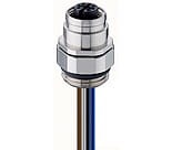 RKFPM 4/1 M, M12 Micro Receptacle connector, 4-pole combined FIXCON/M12 female connector for front mounting, adjustable, assembled stranded wire, solder contacts potted with epoxy, chassis side thread M16 x 1.5., Lumberg Automation