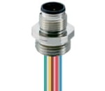 RSF 8/0,5 M, M12 złącze panelowe, 8-polowe, męskie, M12 do montażu przedniego, 24 i 22 AWG, gwint montażu panelu PG9, przewód 0.5 m, Lumberg Automation