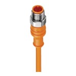 PRST 4-07/0,5 M, M12 Micro Actuator/sensor cordset, single-ended, 4-poles, male straight connector with threaded joint and orange PVC molded cable, hexagon screw in stainless steel, Lumberg Automation
