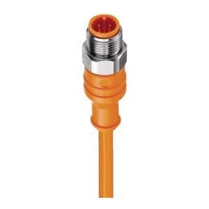 PRST 4-07/10 M, M12 Micro Actuator/sensor cordset, single-ended, 4-poles, male straight connector with threaded joint and orange PVC molded cable, hexagon screw in stainless steel, Lumberg Automation