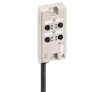 ASB-R 4 5-4-328/5 M, M12 Micro ASB-R wired actuator/sensor distributor, 4 x M12 ports, 4-poles, one signal per socket, ground connection, with integrated control cable, PUR jacket, halogen-free, black", Lumberg Automation