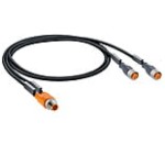 ASB 2-RKT 4-3-251/1,5 M, M12 Micro splitter cordset, double- ended, M12 Duo male connector and two M12 female connectors with self-locking threaded joint, orange PUR halogen free welding spark proof molded (ASBA 2-RKT: with AND logic)., Lumberg Automation