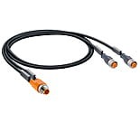 ASB 2-RKT 4-3-251/2 M, M12 Micro splitter cordset, double- ended, M12 Duo male connector and two M12 female connectors with self-locking threaded joint, orange PUR halogen free welding spark proof molded (ASBA 2-RKT: with AND logic)., Lumberg Automation