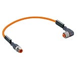 RST 8-RKWT 8-6-268/2 M, M12 Micro actuator/sensor cordset, double-ended, 8-poles/6 wires, male straight to female right angle connector with self-locking thread and orange PUR halogen free welding spark proof molded, IEC color code., Lumberg Automation