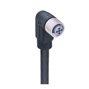 RKWT 4T-723/5 M SW,M12 Power Single-Ended Cordset: Female, angled, 4-pin, T-coded, black body, 50 V AC/60 V DC, 16 A; PUR black cable, 1.50 mm², Lumberg Automation
