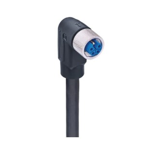 RKWT 5K-911/2 M SW,M12 Power Single-Ended Cordset: Female, angled, 5-pin(4+PE), K-coded, black body, 600 V AC/DC, 16 A; PUR black cable, 1.50 mm², Lumberg Automation
