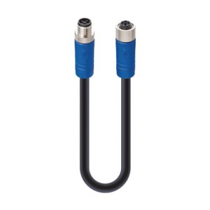 RST 4S-RKT 4S-733/10 M,M12 Power Double-Ended Cordset: Male straight to female straight, 4-pin(3+PE), S-coded, blue body, 600 V AC/DC, 16 A; PVC black cable, 1.50 mm², Lumberg Automation