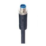 RST 5K-736/15 M SW,M12 Power Single-Ended Cordset: Male, straight, 5-pin(4+PE), K-coded, black body, 600 V AC/DC, 10 A; PVC black cable, 0.75 mm², Lumberg Automation
