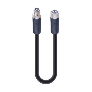 RSTS 4T-RKTS 4T-722/1 M SW,M12 Power Double-Ended Cordset: Male straight to female straight, 4-pin, T-coded, shielded, black body, 50 V AC/60 V DC, 16 A; PUR black cable, 1.50 mm², Lumberg Automation