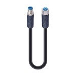 RSTS 5K-RKTS 5K-910/2 M SW,M12 Power Double-Ended Cordset: Male straight to female straight, 5-pin(4+PE), K-coded, shielded, black body, 600 V AC/DC, 16 A; PUR black cable, 1.50 mm², Lumberg Automation