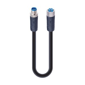 RSTS 5K-RKTS 5K-910/5 M SW,M12 Power Double-Ended Cordset: Male straight to female straight, 5-pin(4+PE), K-coded, shielded, black body, 600 V AC/DC, 16 A; PUR black cable, 1.50 mm², Lumberg Automation