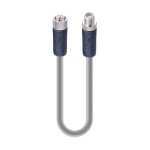 RSTS 5L-RKTS 5L-956/2 M SW,M12 Power Double-Ended Cordset: Male straight to female straight, 5-pin(4+FE), L-coded, shielded, black body, 50 V AC/60 V DC, 16 A; PUR grey cable, 1.50 mm², Lumberg Automation