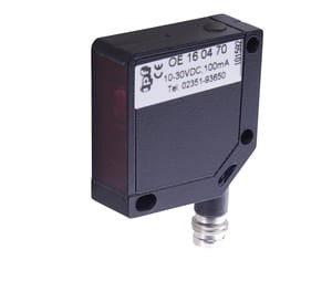 OE160470, Optical sensor,receiver 12,4x35x35,red light, 10-30V DC,100mA,Sn:6m,M8-plug 4pol, IPF ELECTRONIC